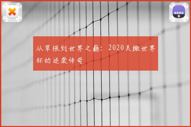 从草根到世界之巅：2020美橄世界杯的逆袭传奇